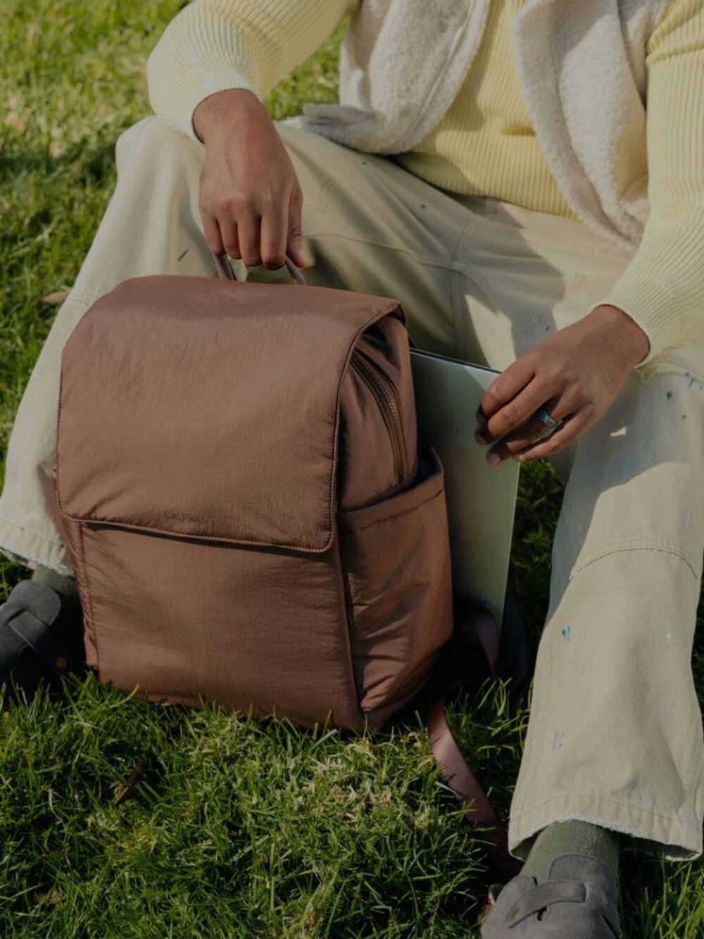 CALPAK Diaper Backpack with Laptop Sleeve in Hazelnut in Hazelnut - Picture 9 of 9